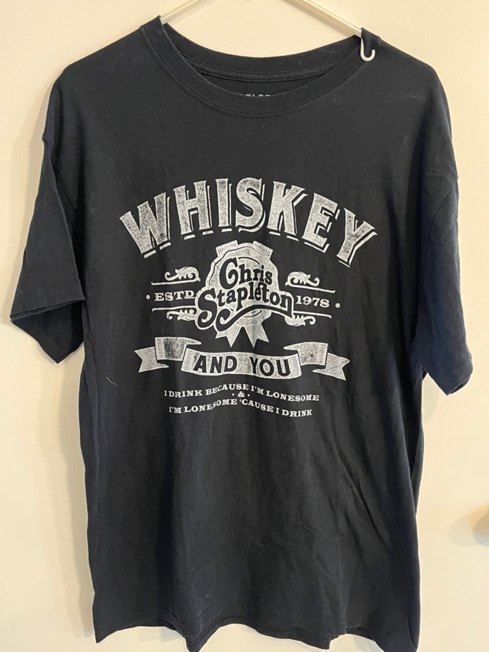 Men’s Size Large Chris Stapleton Whiskey And You Black Tee  shirt